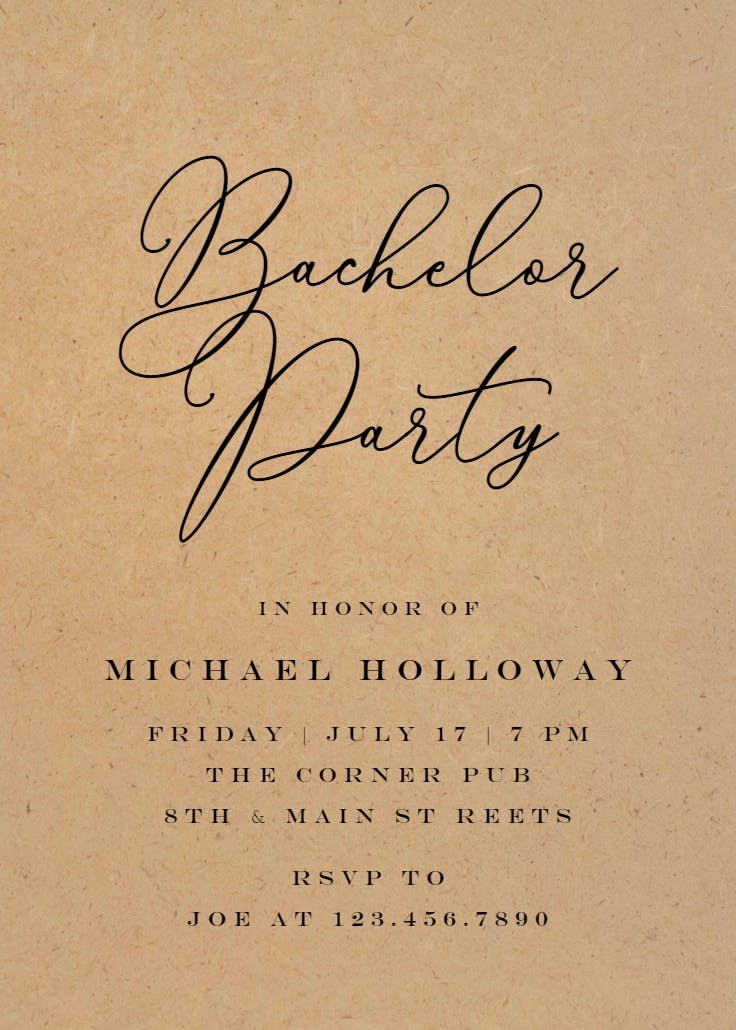 Bold bellisia - bachelor party invitation